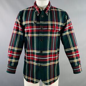 BLACK FLEECE Size M Green Multi Color Plaid Wool Shirt Jacket